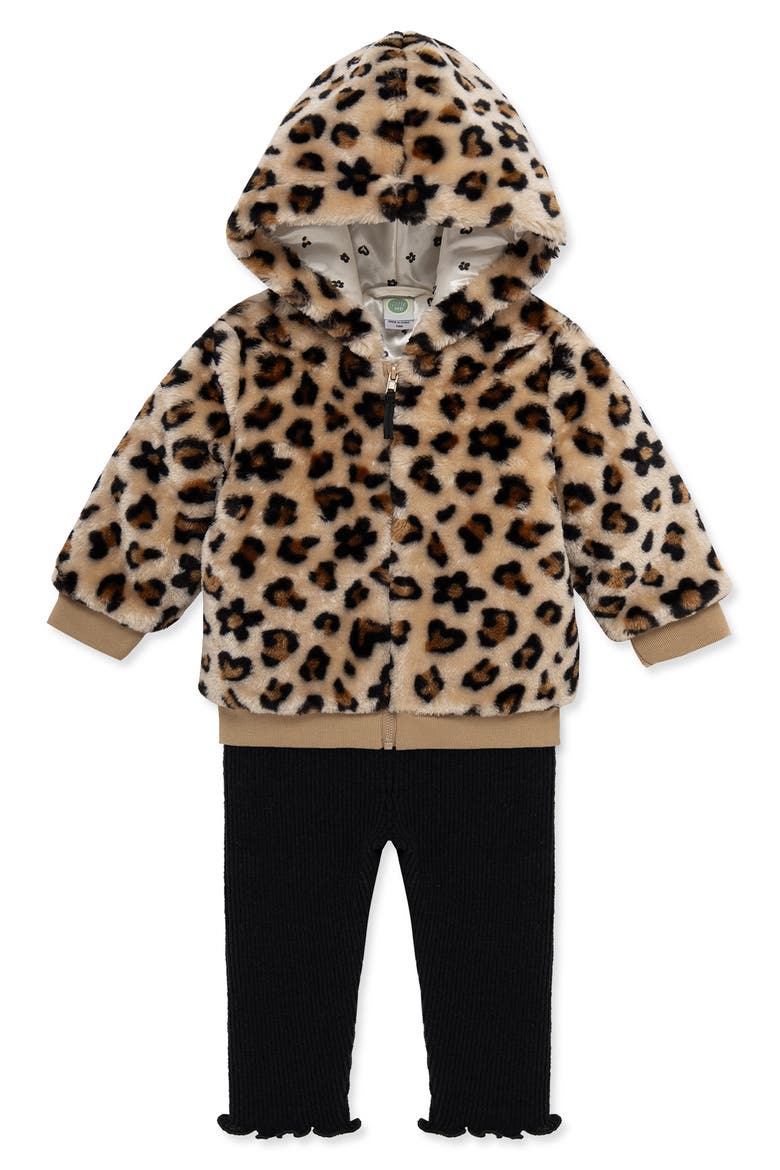 Leopard 3-Piece Rib Top, Pants & Faux Fur Jacket Set, Alternate, color, CHEETAH PRINT/ MULTI
