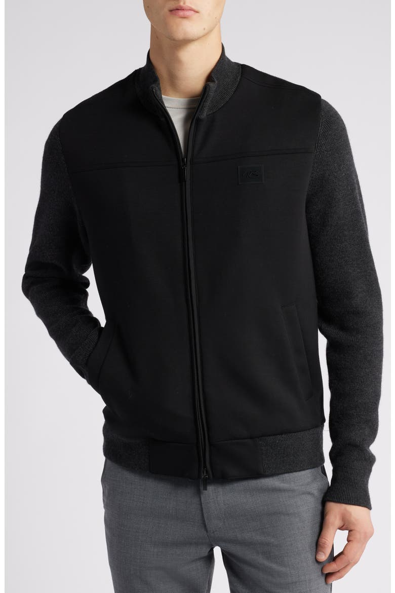 Cooper Mixed Media Zip Jacket, Alternate, color, CHARCOAL