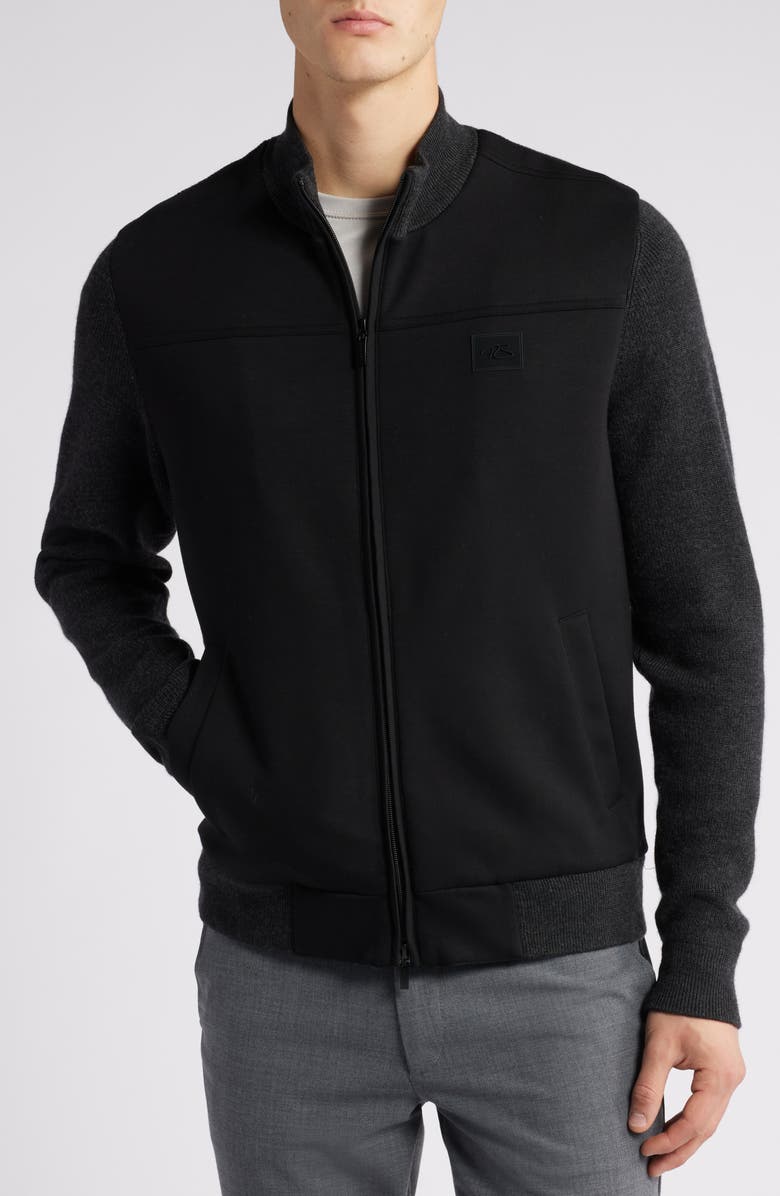 Robert Barakett Cooper Mixed Media Zip Jacket, Alternate, color, Charcoal