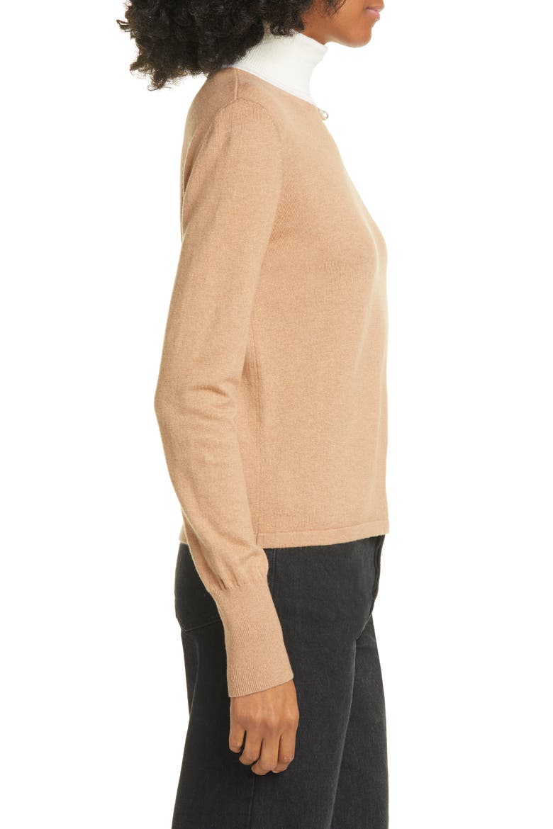 Urchin Contrast Turtleneck Sweater, Alternate, color, MOCHA/ EGGSHELL