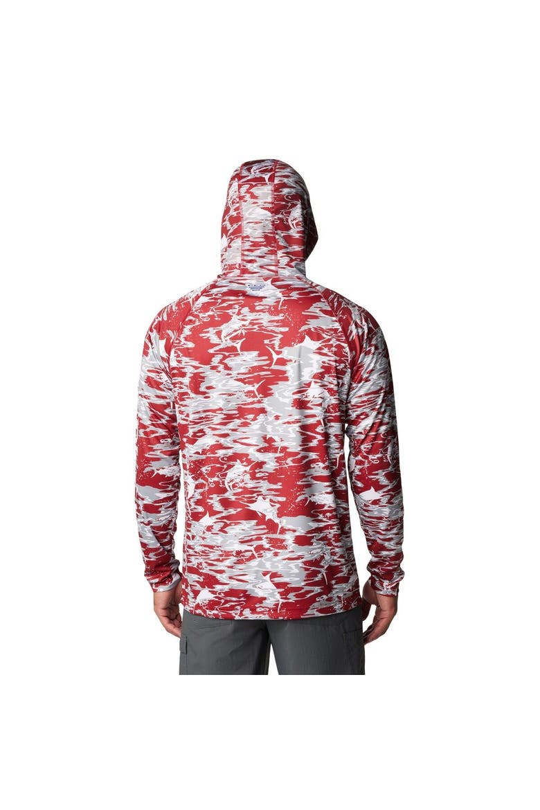 Men's Columbia Crimson Alabama Crimson Tide PFG Terminal Tackle Omni-Shade Rippled Long Sleeve Hooded T-Shirt, Alternate, color, Crimson