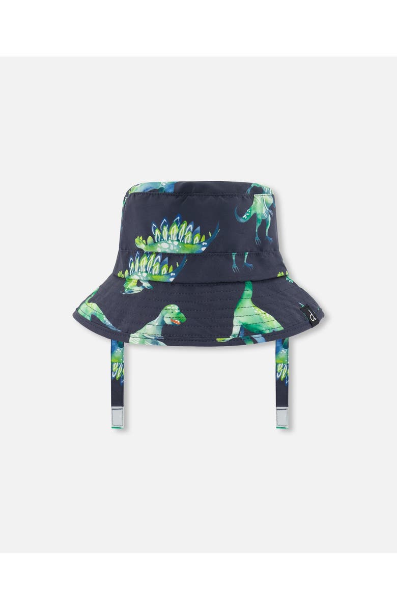 Deux par Deux Little Boy's Beach Hat Grey Printed Dinosaurs, Main, color, 