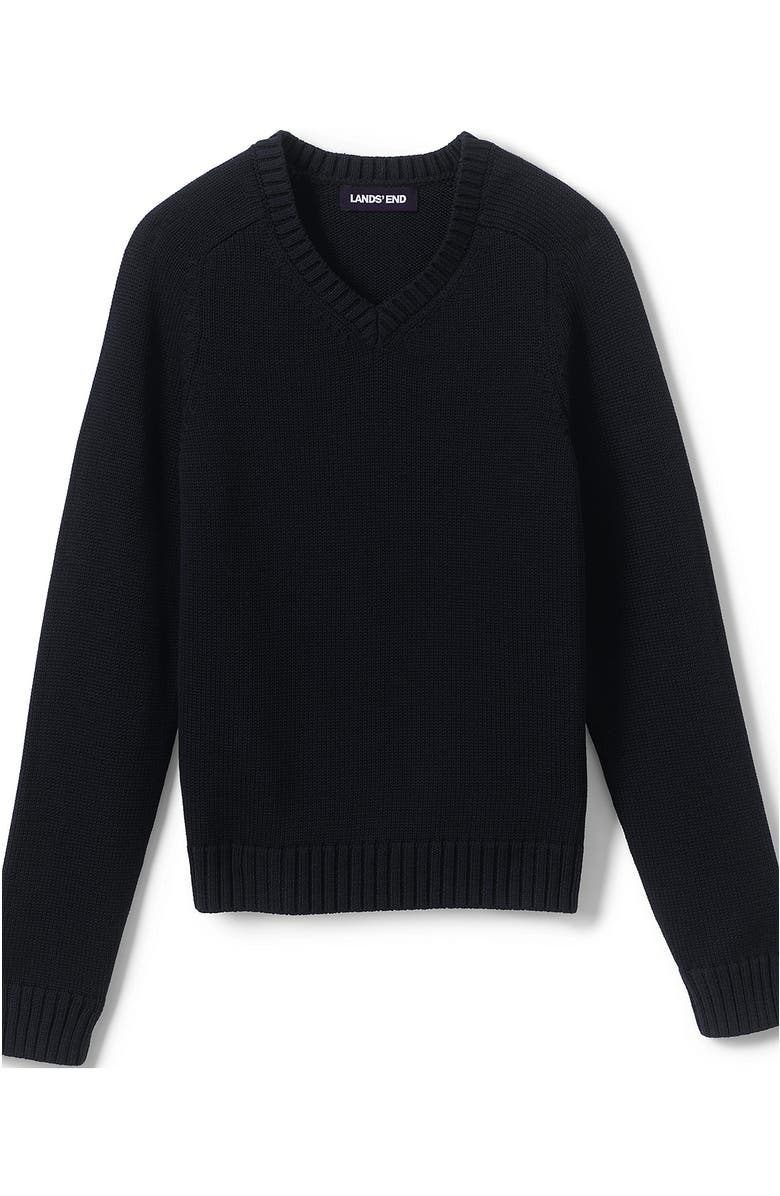 Lands' End School Uniform Kids Cotton Modal V-neck Sweater, Main, color, Black