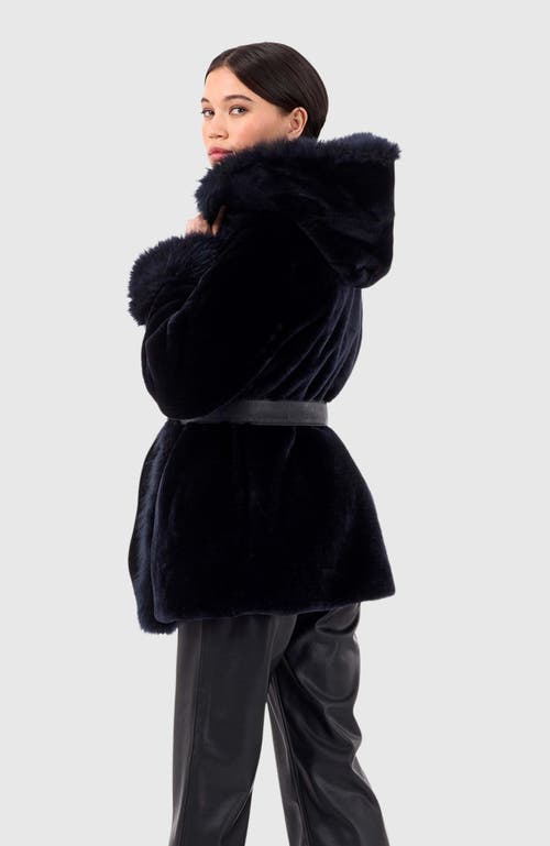 Gorski Reversible Shearling Lamb Jacket With Cashmere Goat Trim In Blue