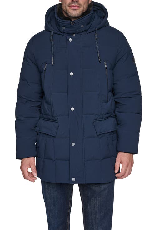 Down & Feather Fill Parka with Faux Fur Trim Hood