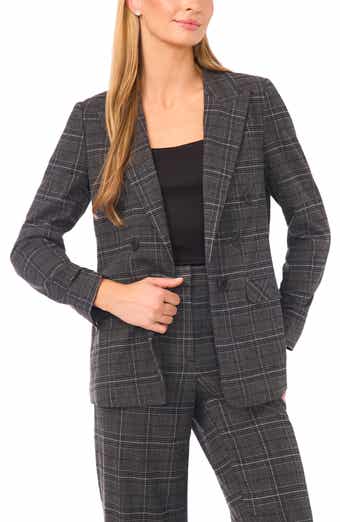 Halogen® Plaid Scrunch Sleeve Blazer