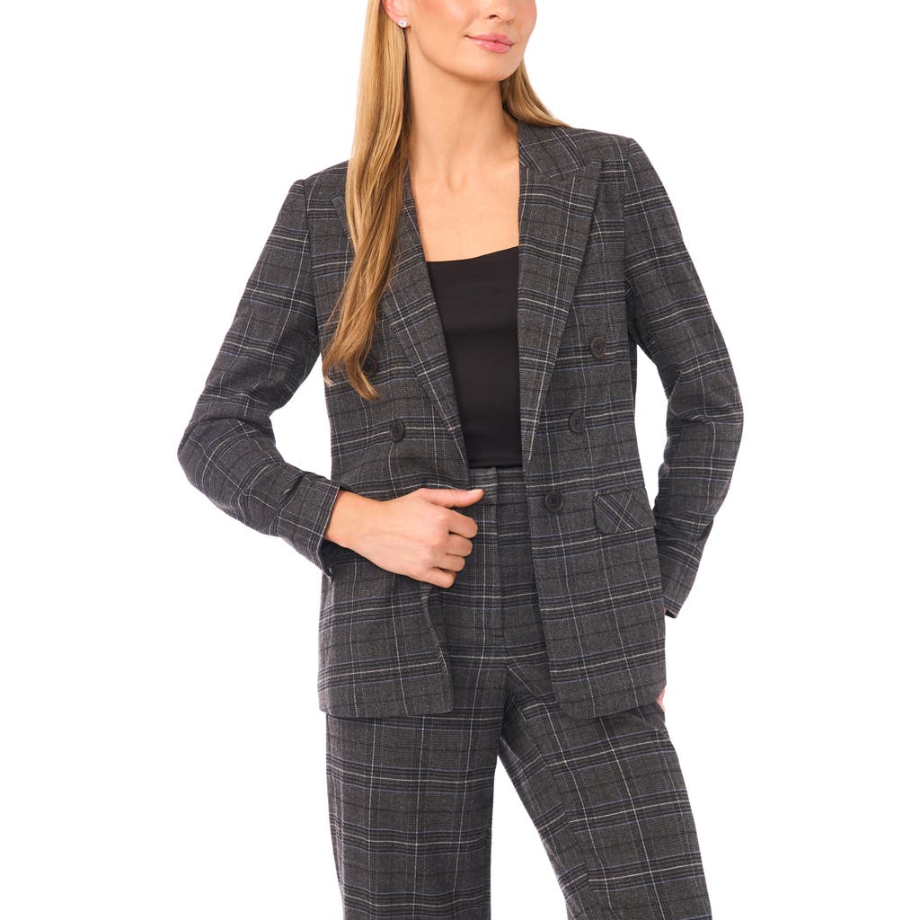 Halogenr Halogen(r) Plaid Scrunch Sleeve Blazer In Gray