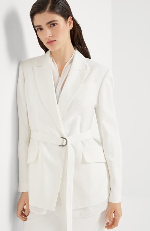 Brunello Cucinelli Twill Blazer With Monili In White
