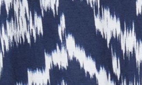 Bobeau Dolman Sleeve Piqué T-shirt In Navy/ivory Ethnic Ikat