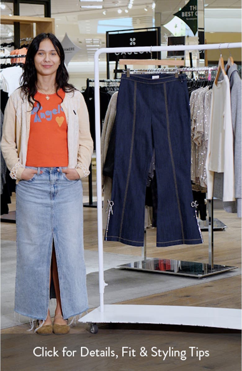 Ayleen Rhinestone Bow Flare Leg Jeans, sales video thumbnail