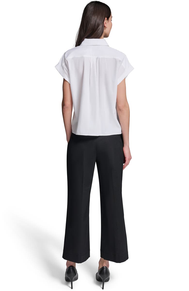 KARL LAGERFELD PARIS Button-Up Eyelet Top, Alternate, color, 