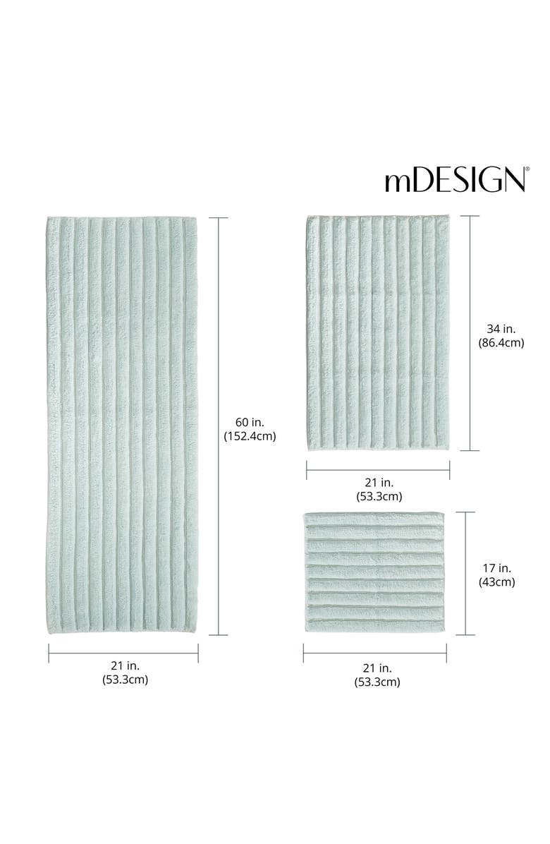 mDesign Cotton Spa Mat Rug for Bathroom, Varied Sizes, Set of 3 - Water Blue, Alternate, color, 