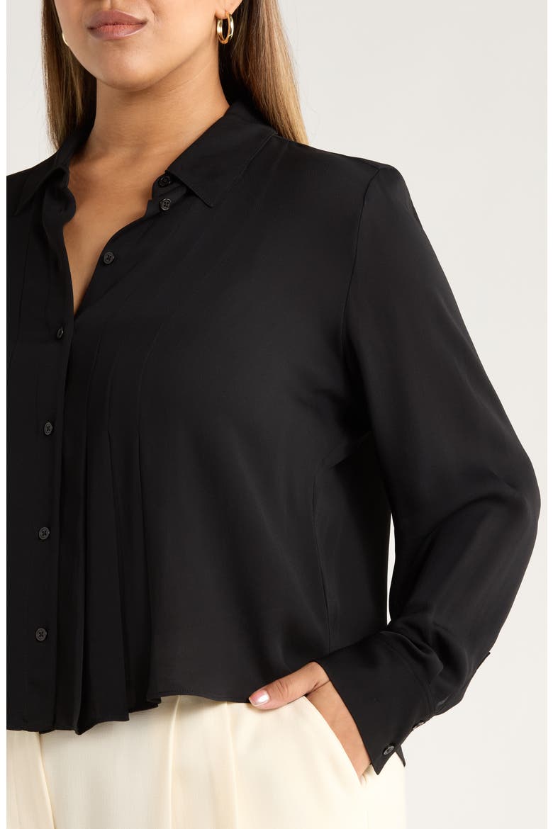 Tux Pleated Button-Up Shirt, Alternate, color, BLACK