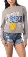 THE WILD COLLECTIVE Women's The Wild Collective Gray Milwaukee Brewers Cropped Long Sleeve T-Shirt