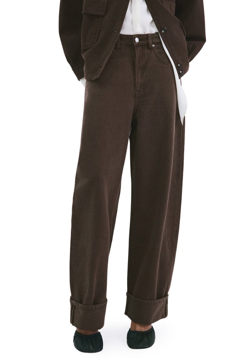 MANGO Cuffed Balloon Jeans, Main, color, Chocolate