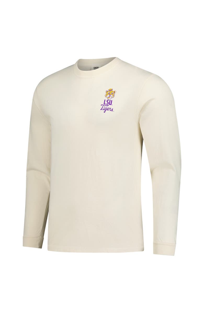 IMAGE ONE Men
s Natural LSU Tigers Comfort Colors Mascot Overlay Long Sleeve T-Shirt, Alternate, color, Natural