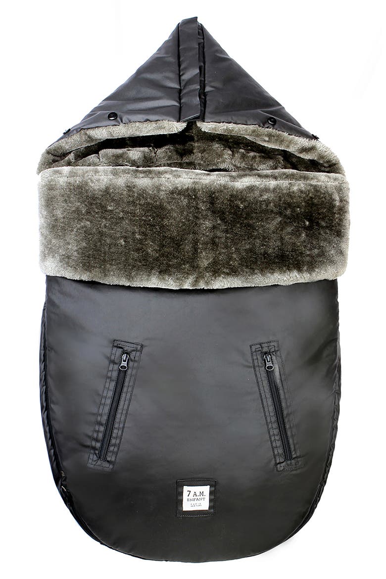 WaxedPOD Faux Fur Lined Water Repellent Car Seat/Stroller Bunting, Main, color, WAXED FOREST