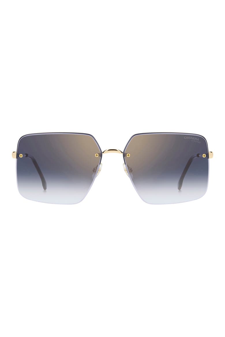 61mm Rimless Rectangular Sunglasses, Alternate, color, LIGHT GOLD/ BROWN HAVANA