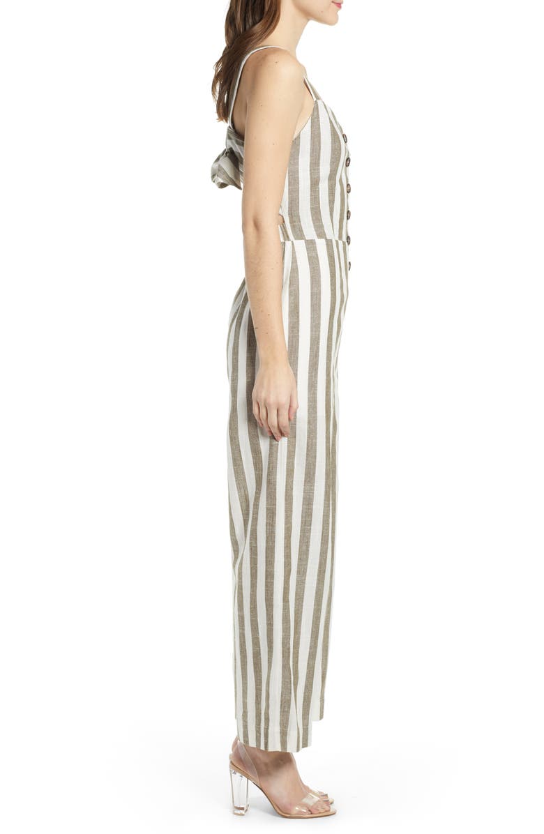 J.O.A. Stripe Cotton & Linen Jumpsuit, Alternate, color,