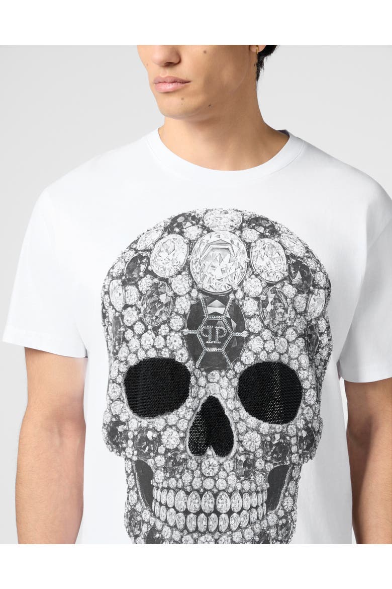 Round Neck T-Shirt Skull Stones Men, Alternate, color, white/black