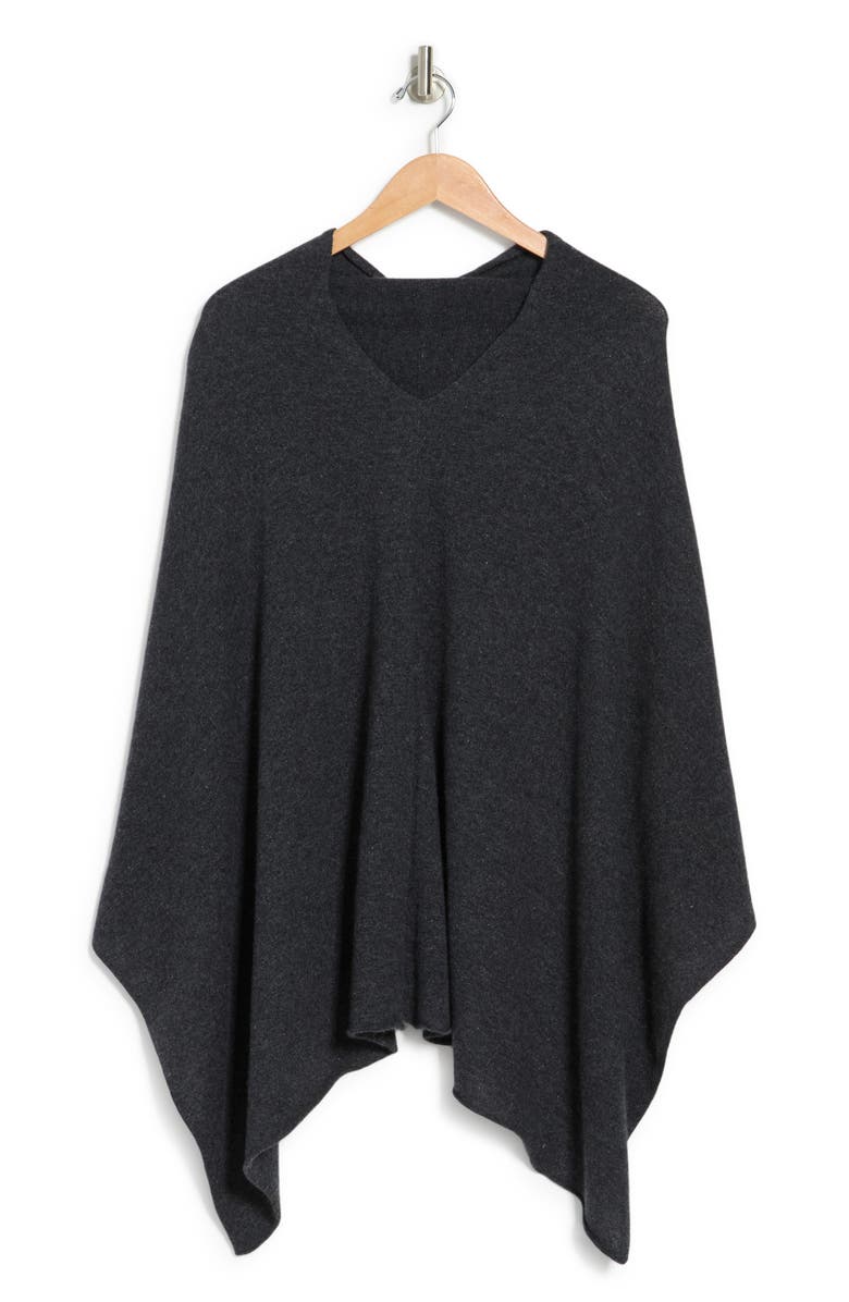 Portolano Cowl Neck Knit Poncho, Alternate, color, Heather Charcoal
