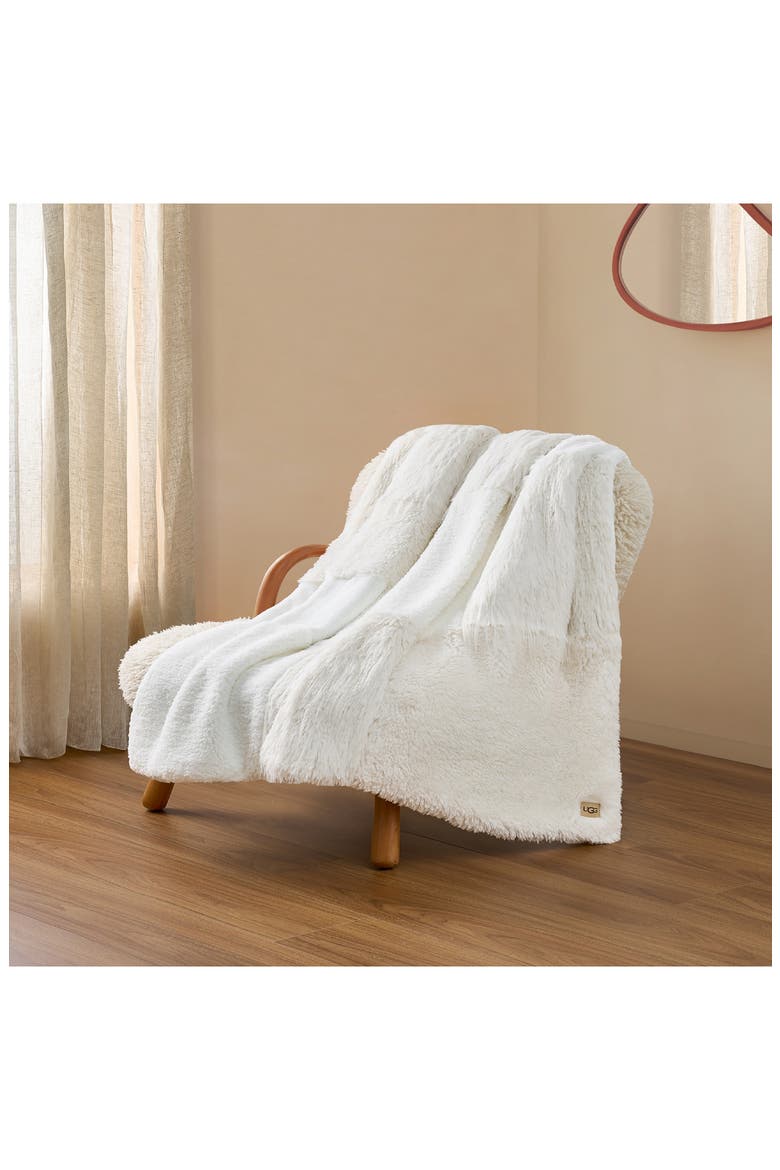 Corben Faux Fur Throw Blanket, Alternate, color, SNOW