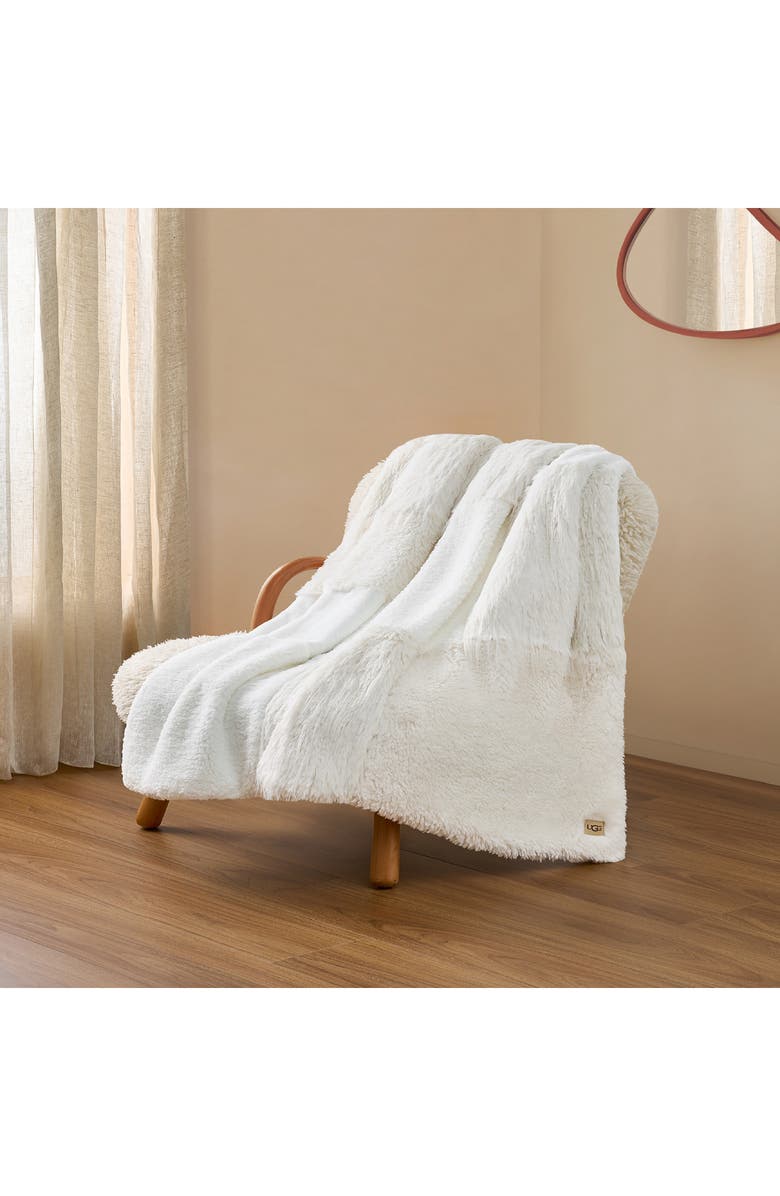UGG<sup>®</sup> Corben Faux Fur Throw Blanket, Alternate, color, Snow