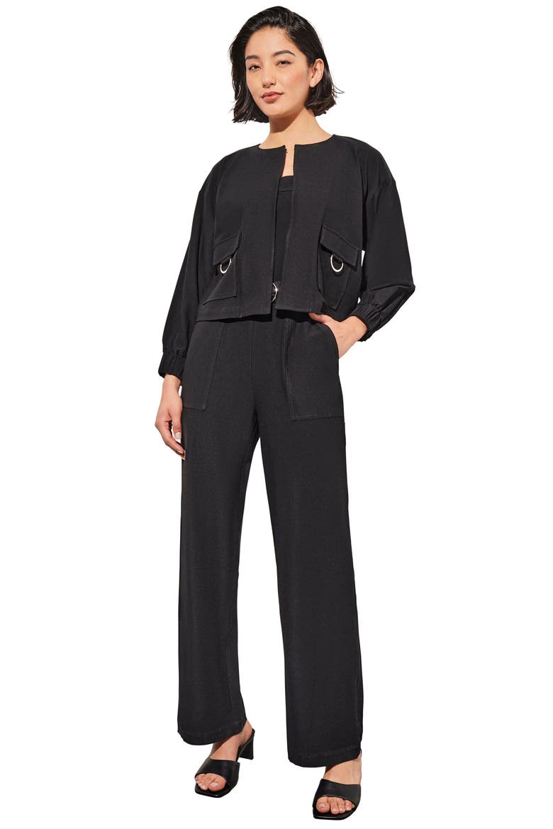 Relaxed Fit Crepe Jacket, Alternate, color, BLACK