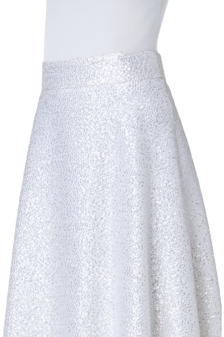 Sequin Wool Blend A-Line Midi Skirt, Alternate, color, ECRU