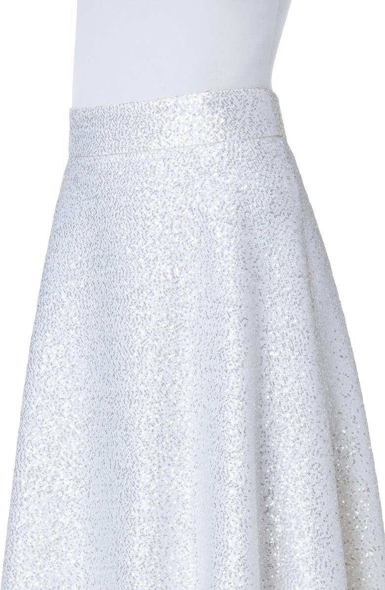 Akris Sequin Wool Blend A-Line Midi Skirt, Alternate, color, Ecru