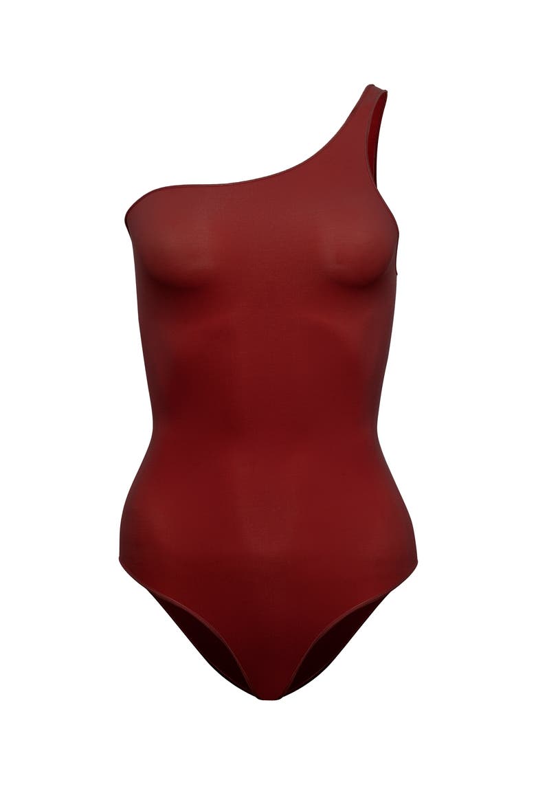 Seamless Forming One Shoulder Bodysuit, Alternate, color, Wild Cherry