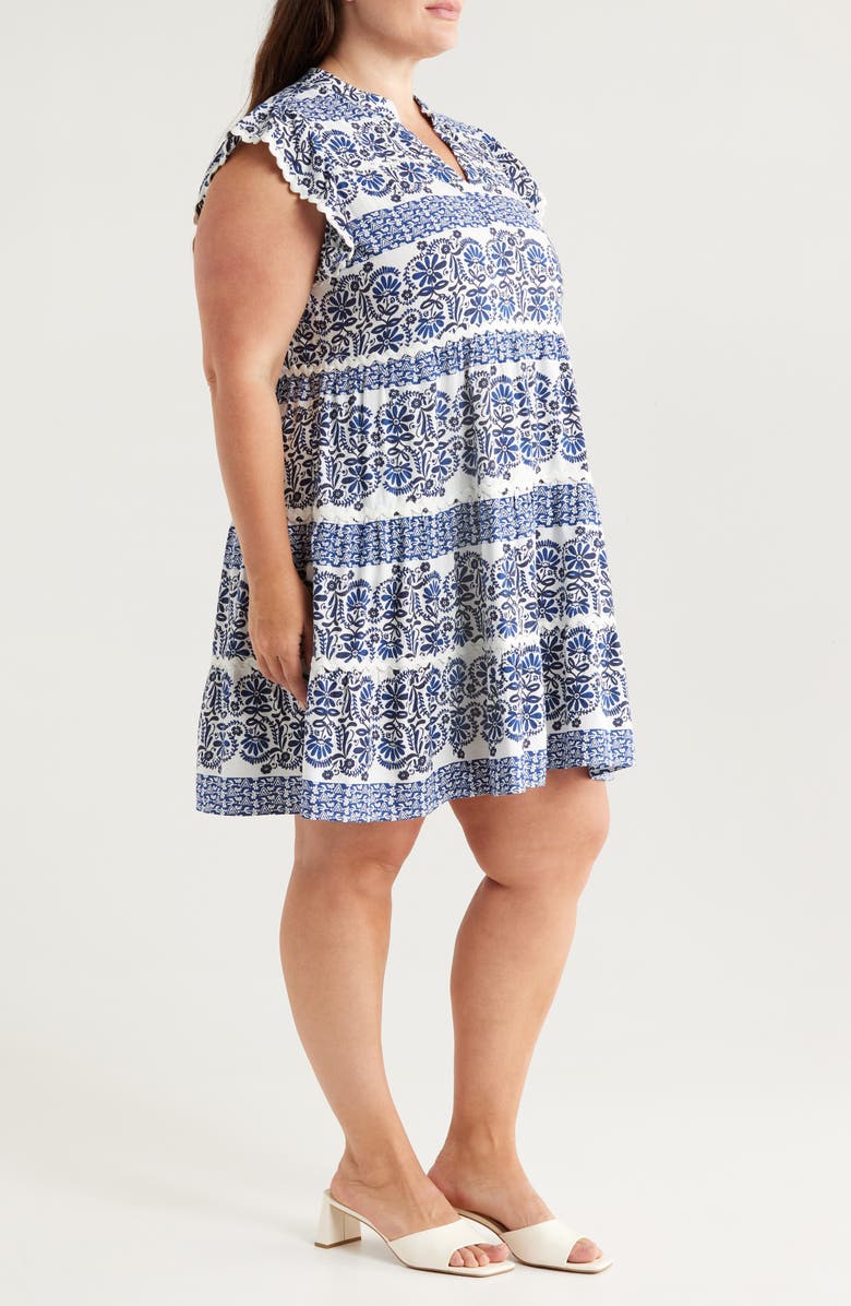 Caslon<sup>®</sup> Ruffle Trim Linen Blend Shift Dress, Alternate, color,