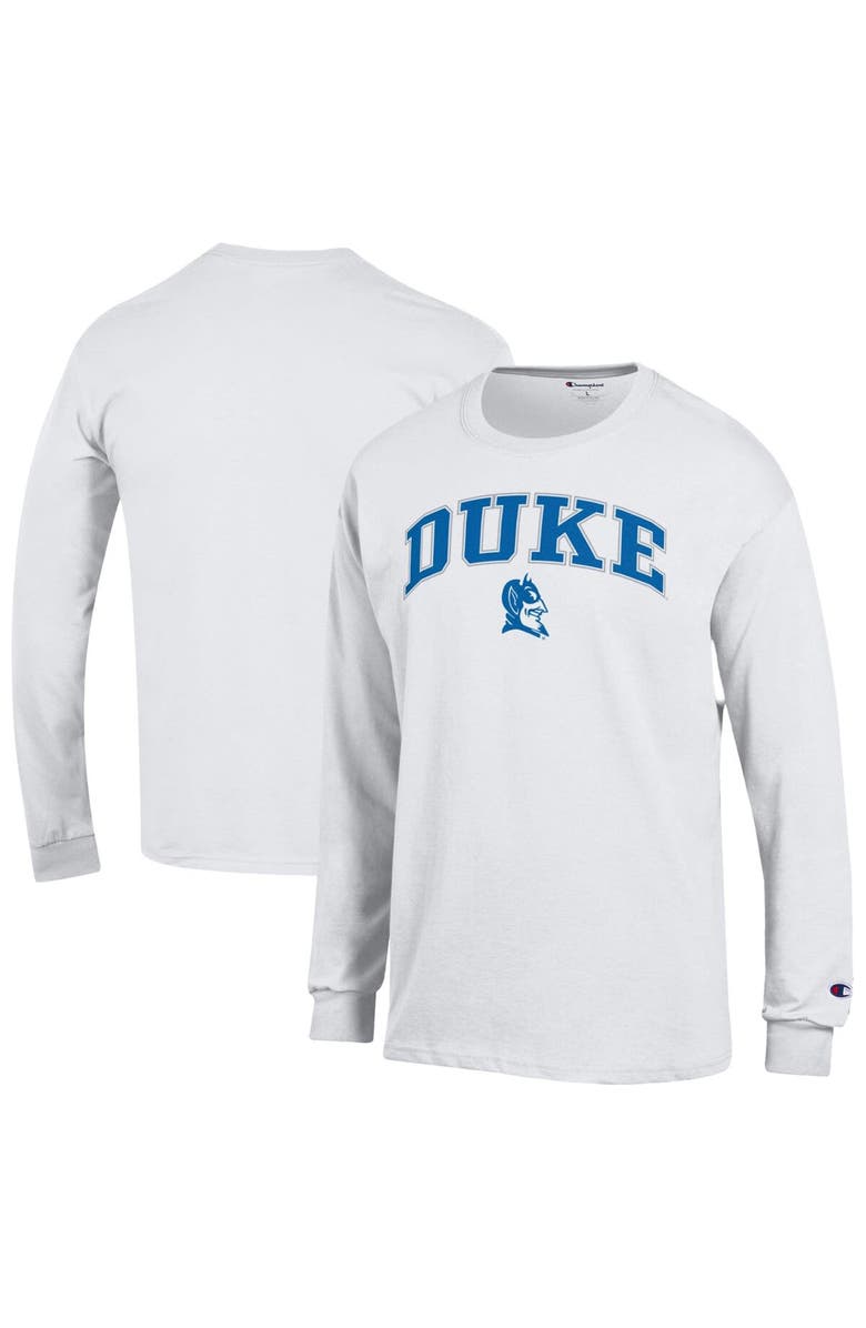 Champion Men's Champion  White Duke Blue Devils Arch Over Logo Long Sleeve T-Shirt, Main, color, White
