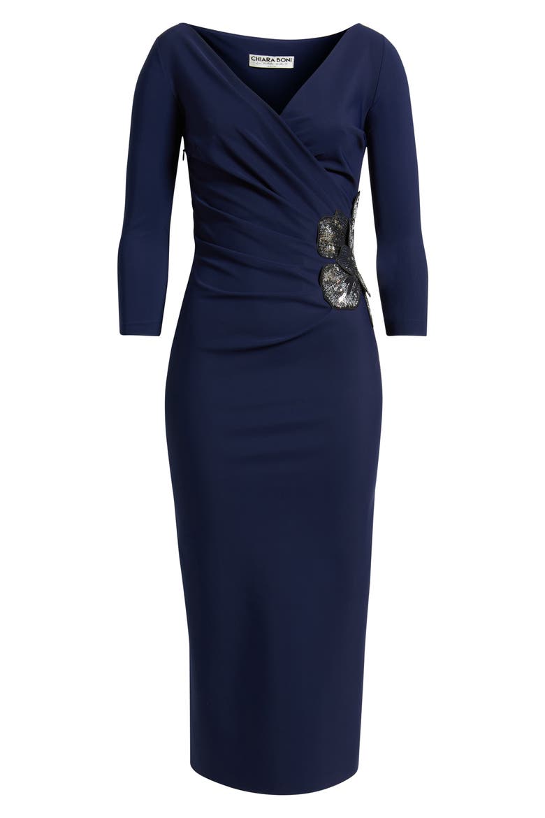 Onori Sequin Appliqué Knit Midi Dress, Alternate, color, BLU NOTTE