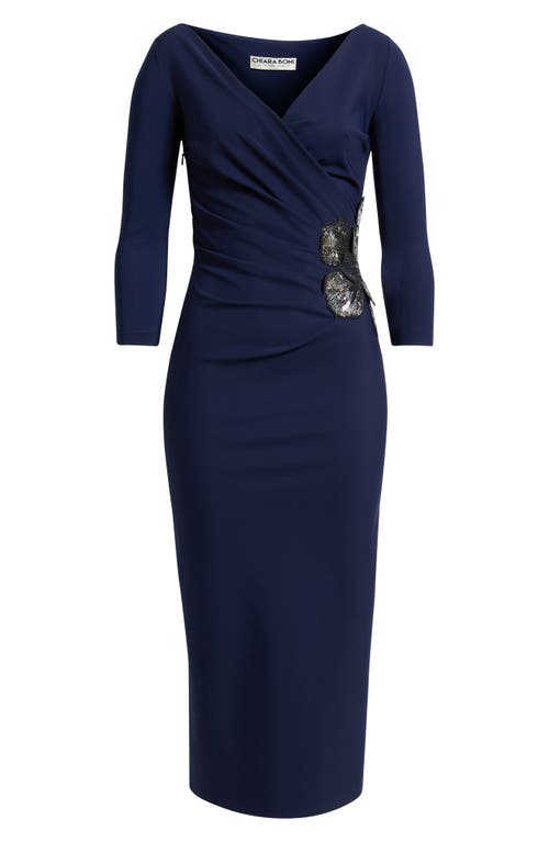 Chiara Boni La Petite Robe Onori Sequin Appliqué Knit Midi Dress In Blue