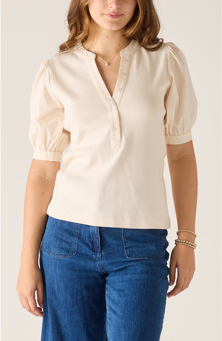 Voyageur by MERSEA Earhart Ribbed Henley Top, Main, color, Meringue