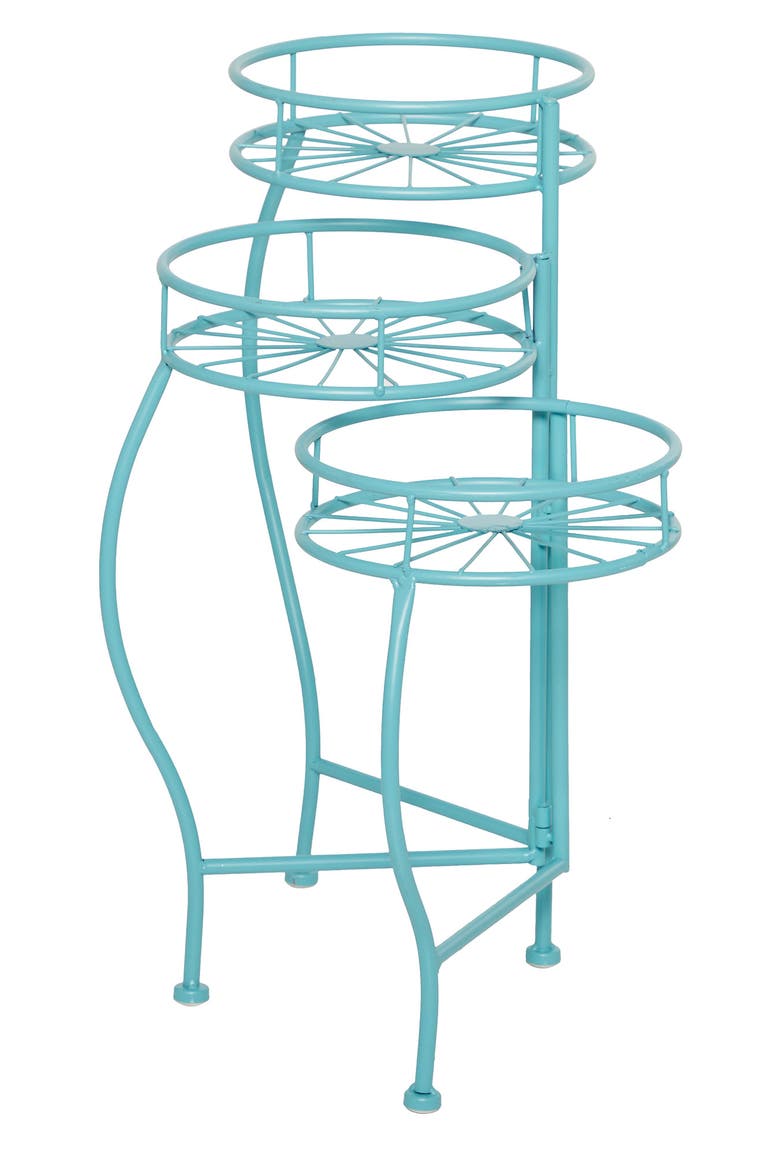 Blue Metal Indoor/Outdoor Three-Tier Starburst Plant Stand, Alternate, color, BLUE