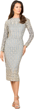 LARA New York Beaded Midi Dress with Long Sleeves