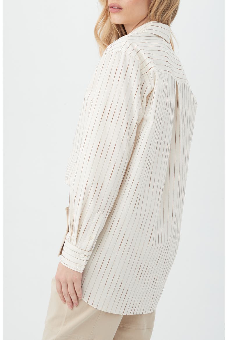 Litsa Silk Blend Button-Up Shirt, Alternate, color, OFF WHITE/ CAMEL