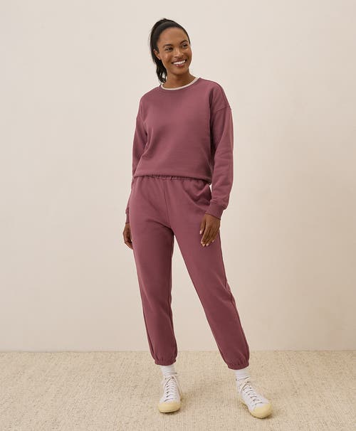 Pact Organic Brushed Fleece Crew Sweatshirt In Mauve
