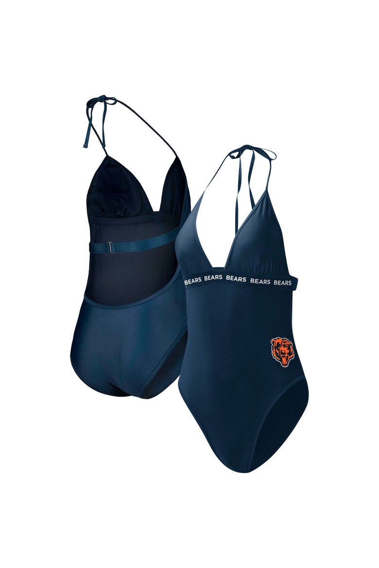 Women's G-III 4Her by Carl Banks Navy Chicago Bears Full Count One-Piece Swimsuit, Main, color, Navy