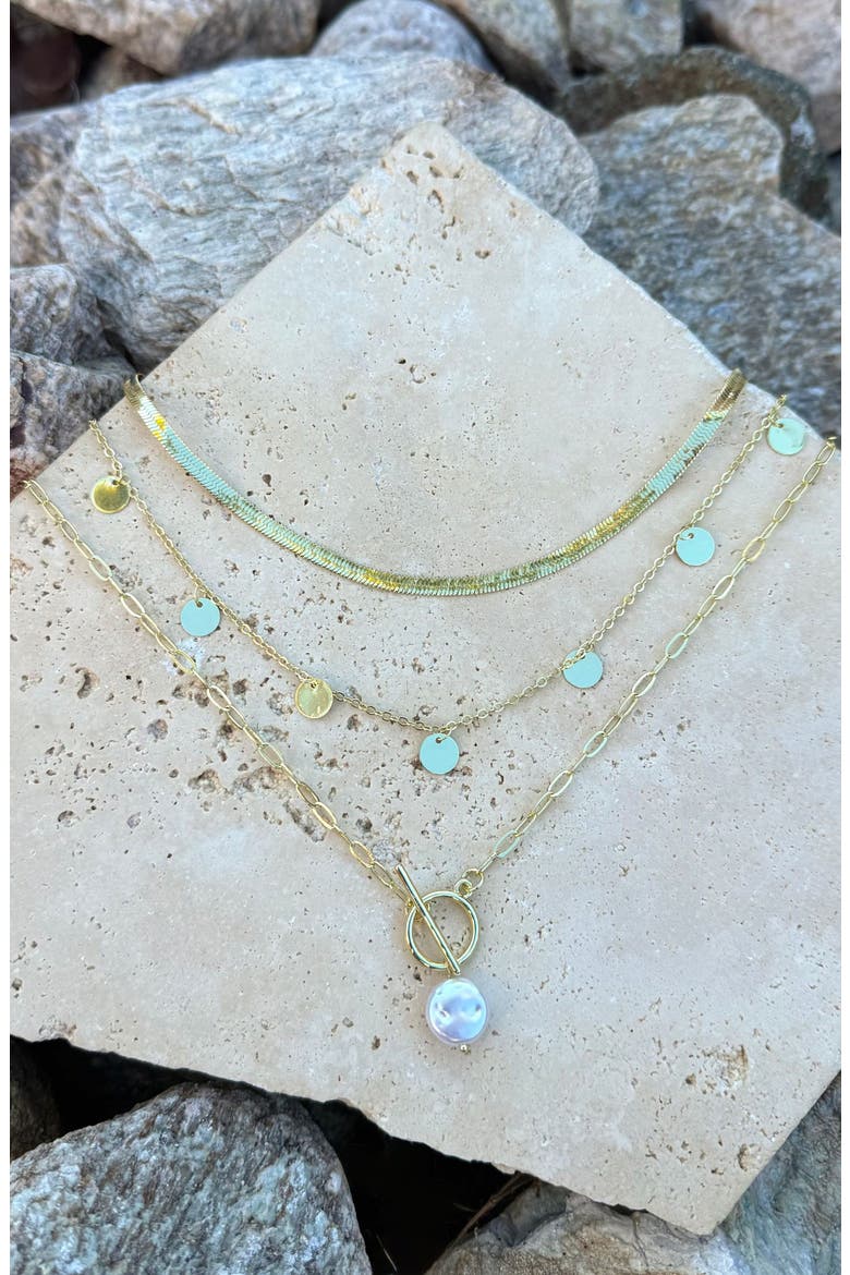 Set of 3 Assorted Chain Necklaces, Alternate, color, GOLD/ WHITE