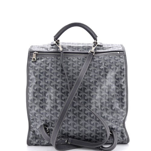 Pre-owned Goyard Goyard Saint Leger Briefcase Backpack Coated Canvas In Gray