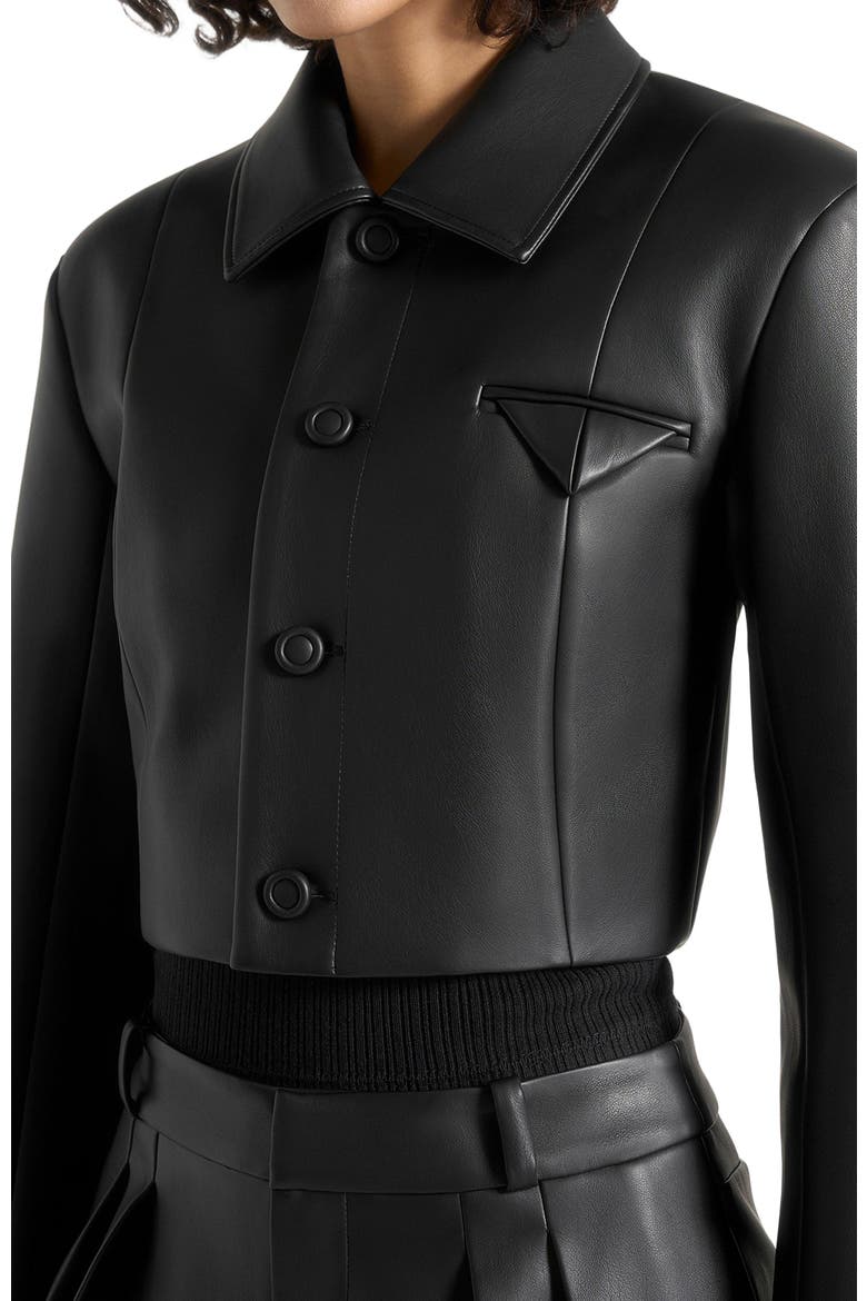 Ania Wide Shoulder Leather Jacket, Alternate, color, Black
