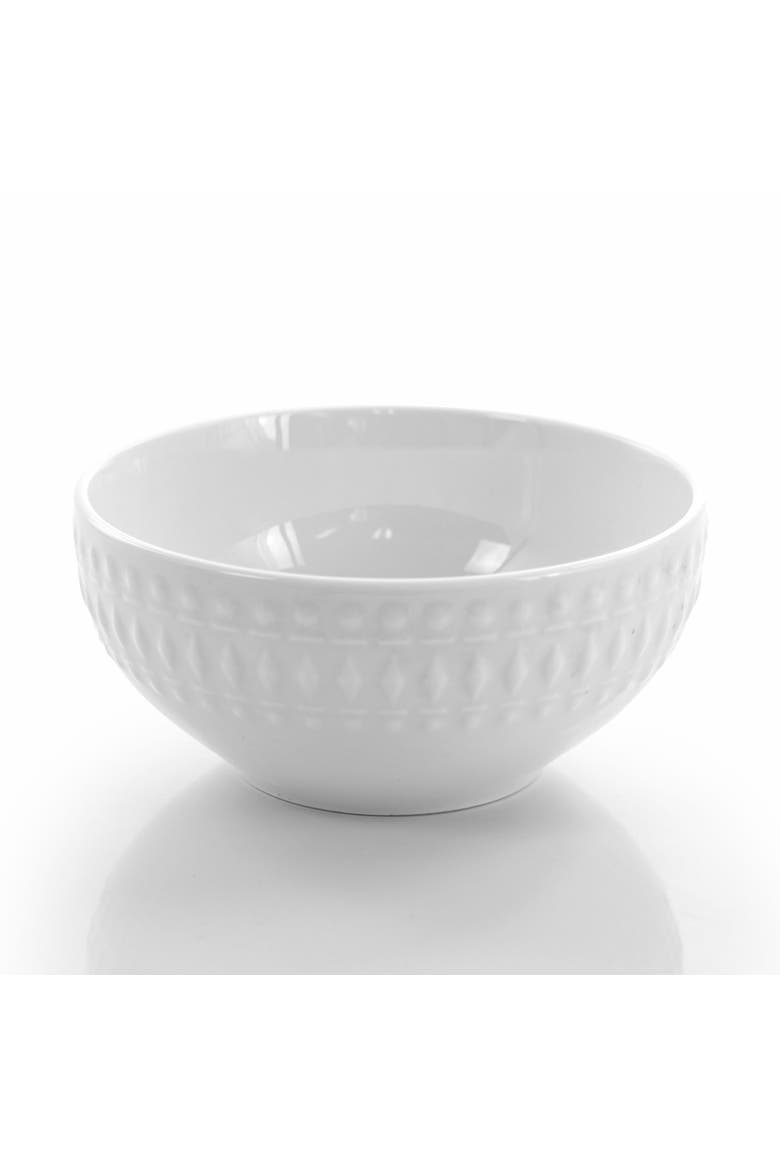 Cara 16 Piece Round Porcelain Dinnerware Set, Alternate, color, White