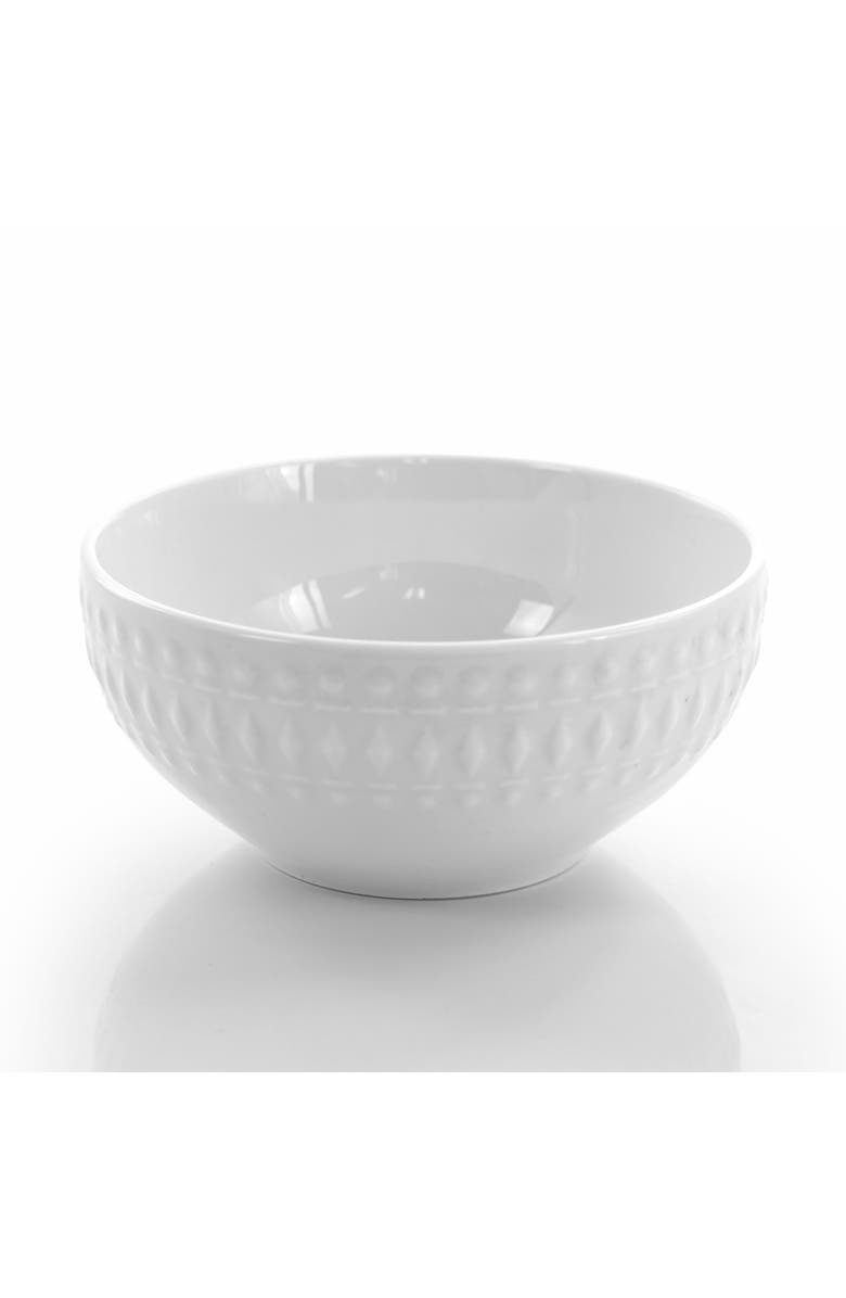 Elama Cara 16 Piece Round Porcelain Dinnerware Set, Alternate, color, White