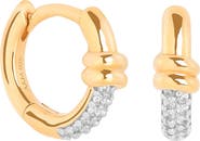 Astrid & Miyu Pavé Twist Detail Huggie Hoop Earrings