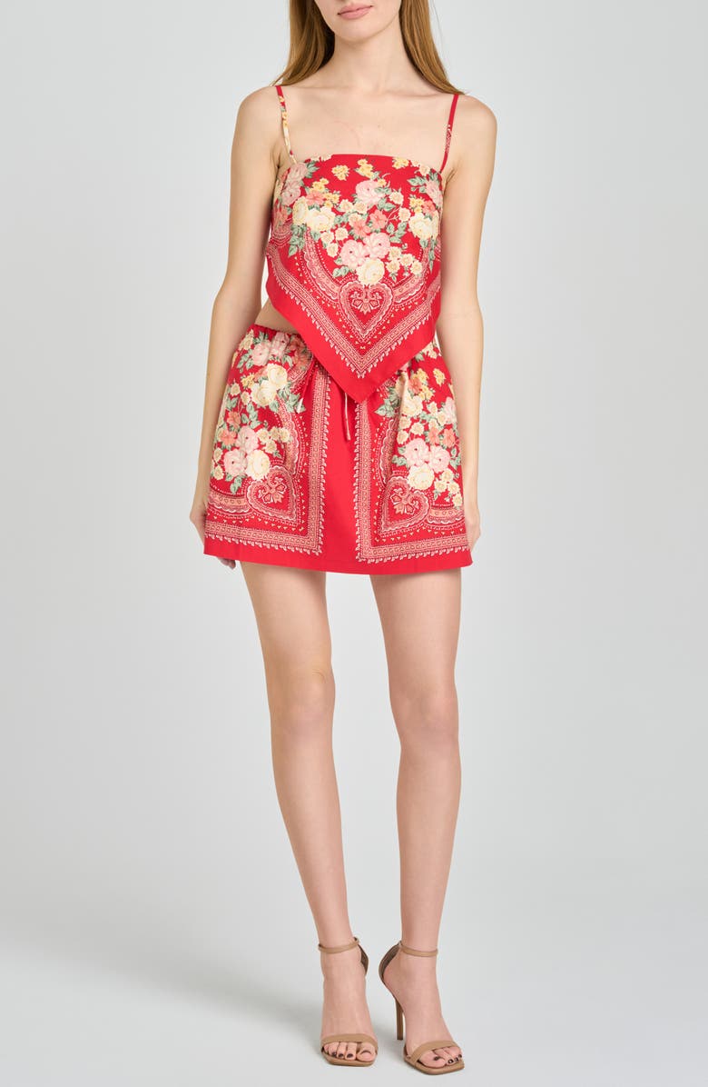 WAYF Luna Floral Scarf Camisole, Alternate, color, Red Scarf