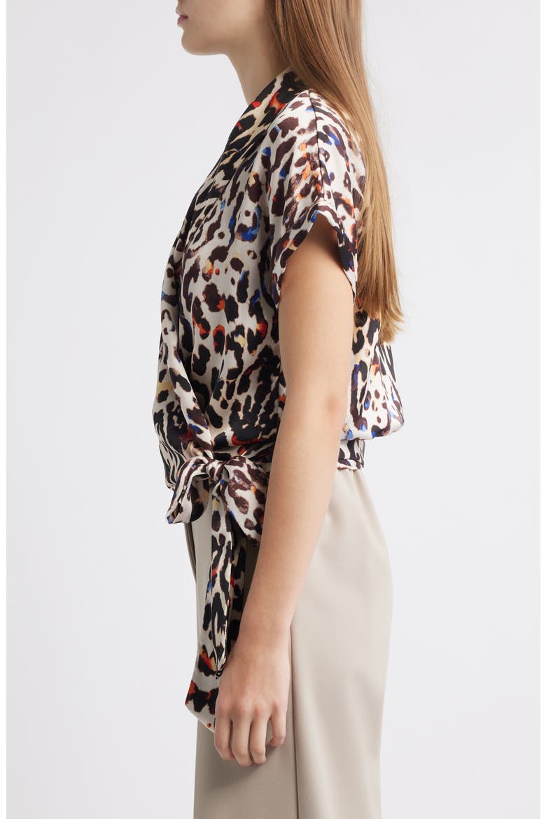 Side Tie Wrap Top, Alternate, color, SAND ROYAL LEOPARD