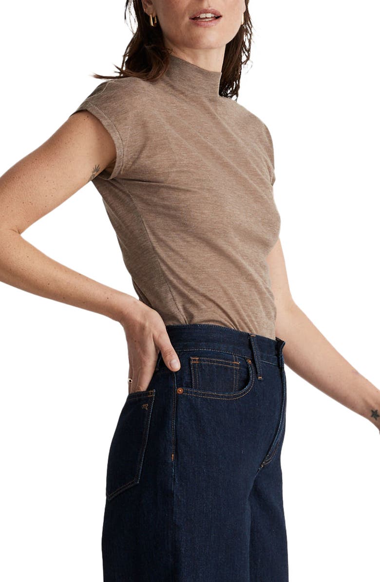 Madewell Sheer Ribbed Mock Neck T-Shirt, Alternate, color, 
